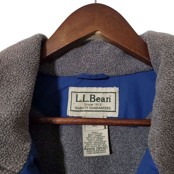 VTG LL Bean Jacket Large Blue Fleece Lined Warm Up Size L Thinsulate Mens - Picture 3 of 8